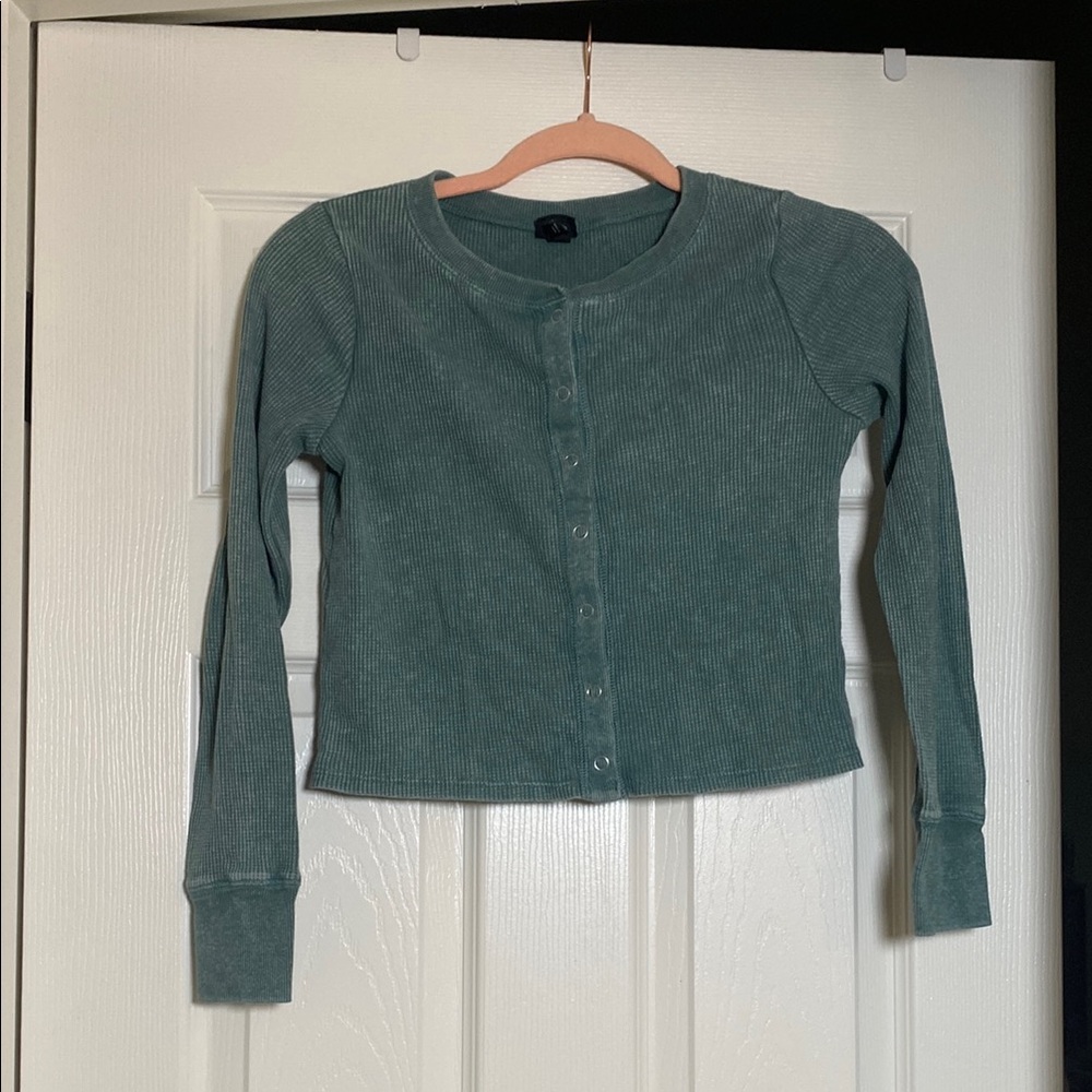 Women's Green Ribbed Sweater